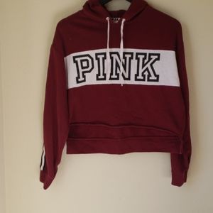PINK VICTORIA SECRET MAROON CROP HOODIE
